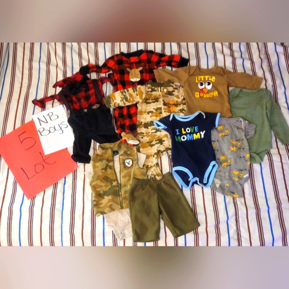 BOYS NB Lot 5 / Mom & Dad, Camo., Plaid, Turkey Gobbler